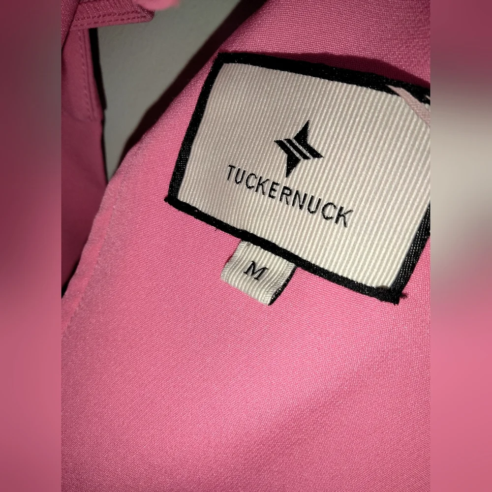 Tuckernuck (Sz M) Pink Ruffle Neck V-Back Tie Bow Sleeveless Shift Blythe Dress - Picture 2 of 10